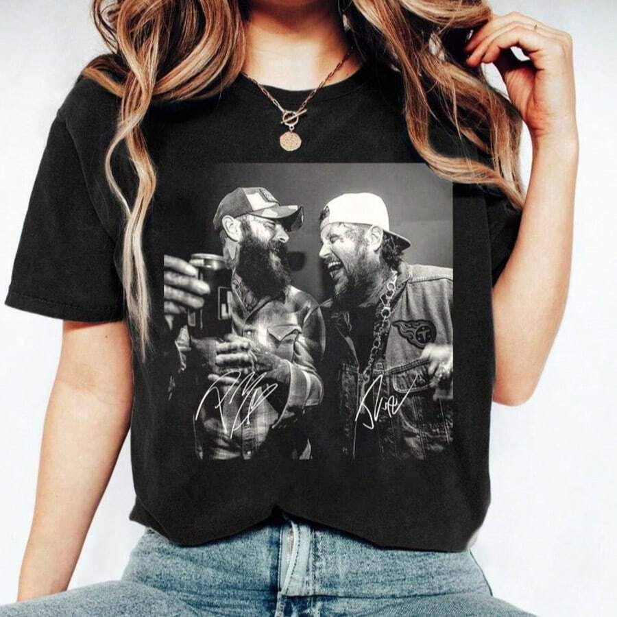 90s Music Graphic T-Shirt, Posty X Jelly Roll Concert 2025 Fans Shirt, Malone Music The Album Shirt, - 黑色 - 查看 1