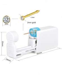 1 Nose Piercing Kit With Gold Nose Stud, 1 Pack Nose Piercing Gun, Disposable Nose Piercing Kit, White Nose Piercing Gun Tool Set - 金色 - 查看 7