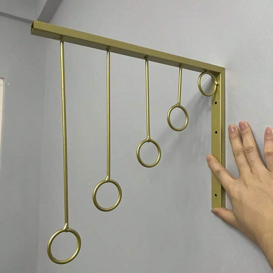 1个金色服装店衣架展示架，铁艺壁挂式挂钩，节省空间衣柜内衣收纳架，壁挂式服装展示挂钩，男女通用 - 彩色 - 查看 1