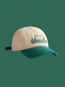 1pc Adjustable Corduroy Letter Embroidery Baseball Cap,, Shading Women Halloween KSYM - 神奇燈芯絨 - 查看 4