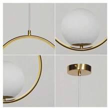 OISE ART STORE Lampadario A Sospensione Minimalista Lampada Metallo Bronzo Con Sfera Vetro G9 A97 - - Multicolore - Visualizzare 6