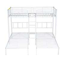 [30544849SAA] Letto a castello triplo con scaletta per bambini e ragazzi, letto in ferro con sponda di  e tavolo, nero 90x200cm*3 - Bianco - Visualizzare 7