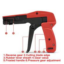1pc Manual Cable Tie Gun, Nylon Tie Fastening Tool With Adjustable Tension And Cutting Function, HS-600A - Non-Electric Manual Operation, Durable Aluminum Alloy Structure, With PVC Handle - Multicolor - View 4