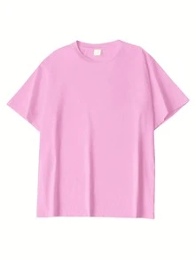 休闲卡通印花宽松T恤，夏季 - 桃紅色2 - 查看 3