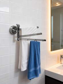 No-Drills 270° Swivel Towel Bar: 3-Arm Suction Cup Holder For Fast Drying & Organizing In Bathroom & Kitchen - Black - View 9