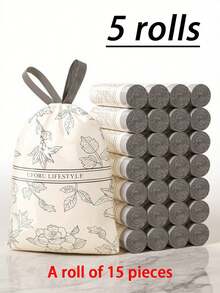 1pc Tear-Resistant Garbage Bag With Drawstring, Thick Plastic Trash Bag With Self-Sealing, Suitable For Kitchen, Living Room, Bathroom, Multi-Purpose Waste Bag - Multicolor - View 13