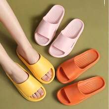 Non-Slip Bathroom Design Unisex House Slippers, Suitable For Bathing And Foot Washing. Made Of EVA Material, Soft And Comfortable, Quick-Drying, Also Suitable For Summer Wear. Simple Cut With Soft Fabric Ensures Comfortable Fit And Flexible Texture. Textured Outsole Provides Anti-Slip Traction. - A - View 1