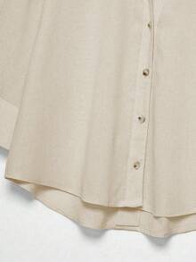 YROOE Fashionable 2025 Women's Casual Minimalist Versatile Shirt, Suitable For Business Casual, Daily Commute, Featuring Turndown Collar And Loose Sleeves, Autumn/Winter - Light Khaki - View 4