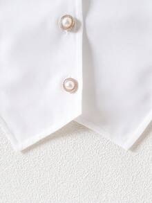 2pcs/Set Girls' Elegant Pearl Button Halter Top And 3D Rose Skirt Set, Spring/Summer - Red - View 5