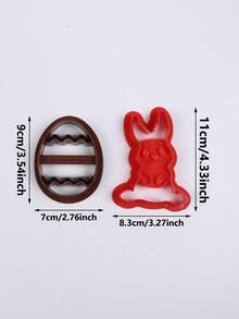 2pcs Easter Cookie Cutters, Rabbit And Egg Shaped Baking Molds, Baking Tools For Easter Holiday Baking - Multicolor - View 2