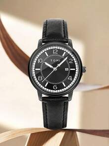 1件 TOMI 时尚罗马数字小表盘女士石英表，真皮表带，适合日常生活、节日、送礼、返校季、万圣节、情人节等场合。 - 黑色 - 查看 4