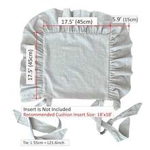Korean Made Chair Pad 17.5'x 17.5' Slipcover Chair Cushion Cover Ties With Ruffle Farmhouse Decor Covers Only, Gift For Mom (Light Gray) - 淺灰色 - 查看 3