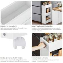 zxxSIMPLE ECIO Carrito Organizador gado de 3 Nive con AsaCarritos Organizador con Ruedas Cocina Pequeño para Lugares Estrecos Carrito iliar para Ecios Reducidos Color Blancoorganizador de cocina - Blanco - Ver 4