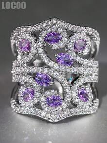 1pc Exquisite Cubic Zirconia Ring, Suitable For Women, Can Be Used As Wedding, Valentine's Day Gift, Jewelry, Gift For Mom, Mother, Mother's Day - 1# - View 15