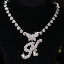 CVNANA Unisex Rhinestone Chain Necklace, Hip Hop Letter Pendant Necklace, Lip Shaped Pendant, Jewelry, Gift For Girls - 1003 - View 9