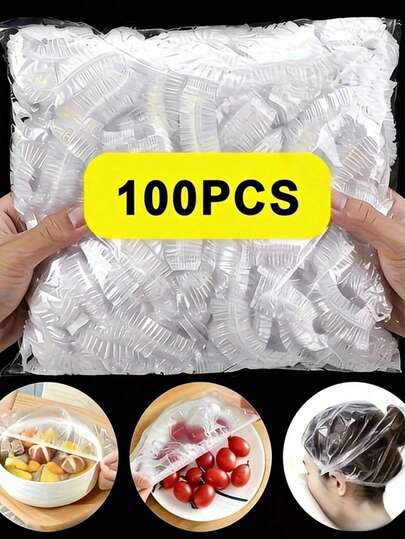 100pcs Disposable Food Preservation Bags With Elastic Band, Leak-Proof Seal, Refrigerator Food Storage, No Cross-Contamination