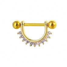1pc Minimalist Fashion Women's U-Shaped Zirconia Stud Earring - Gold - View 3