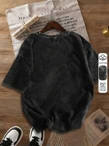 Áo thun nữ tay ngắn bằng vải cotton đã qua xử lý. Thiết kế đồ họa nghệ thuật Pop Art nổi bật, dáng rộng, phong cách retro. Phong cách đường phố Y2K. Một chiếc áo nữ phong cách Y2K thời trang và đa năng, phù hợp cho việc đi lại hàng ngày. Dáng áo đường phố thông thường, áo thun đồ họa punk thời trang dáng rộng độc đáo, áo tay ngắn có thể giặt máy. - màu đen - Xem 7