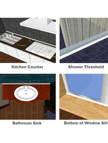 Collapsible Threshold Water Dam Self-Adhesive Shower Barrier Bathroom And Kitchen Stopper, Home Retention System, Waterproof Flow Block Seal Strip Gray 1M - Multicolor - View 3