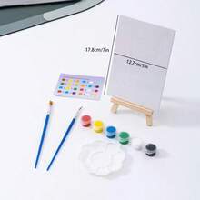 迷你画布绘画套装（7英寸 x 5英寸）包含画布、迷你画架、画笔、调色盘及其他美术用品，适合成人随时随地创作艺术作品。 - 套裝 - 查看 4