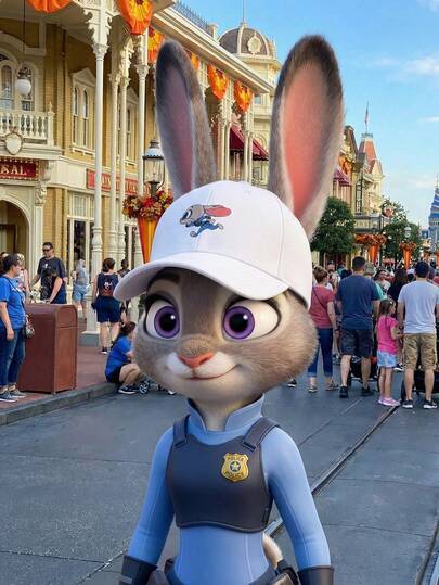  1pc Disney Authorized Zootopia Judy & Nick Animal Print Adjustable Unisex Baseball Cap, Suitable For Outdoor Sun Protection, Casual, Travel, Beach, Y2K Style, Cute Cartoon For Youth And Students, Spring/Autumn