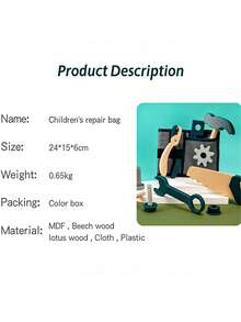 Kids Woodworking Role Play Tool Belt Set, Includes Screws, Hammer, Screwdriver, Saw, Wrench - Children's Birthday Gift - Multicolor - View 7