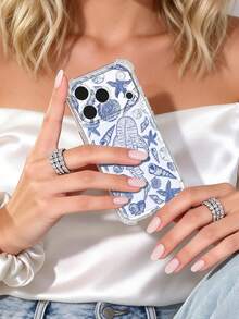 1个极简海洋度假风格鲸鱼、鲨鱼、海星、贝壳透明软手机壳，防滑防震，兼容苹果/ - 彩色 - 查看 4