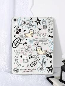 1pc TPU Soft Case With Cute Cat Graffiti Cartoon Pattern, Compatible With IPad Mini 1/2/3/Mini 4/Mini 5/Mini 6/Mini 7/Air/Air 2/9.7/10.2/10.5/Air 4/Air 5/10.9/Pro 11-Inch/10th Gen/Air 11-Inch (M3) 2025/Pad (A16) 11 Inch 11th Generation 2025, A7/A8, Lightweight Ultra-Thin Soft Shell, Cartoon/Personalized/Creative/Adorable, TPU Tablet Protective Cover, Transparent Case, No Pen Slot - Multicolor - View 2