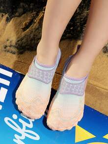 1 Pair Kids Breathable Hook And Loop Water Shoes, Suitable For Outdoor Sports, Amusement Parks, Beaches - Purple - View 2