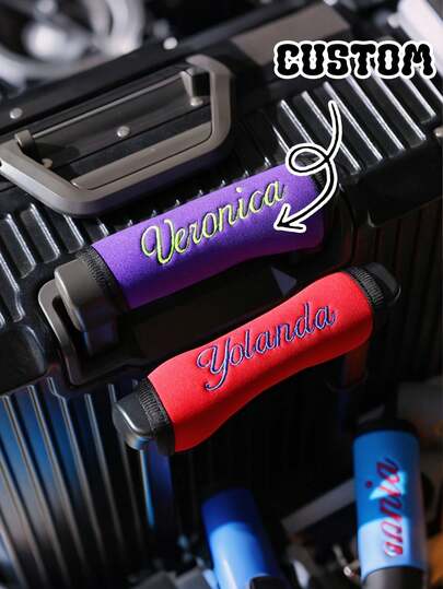 1pc Customizable Luggage Handle Wrap, Can Print Your Name, Soft & Comfortable Design, Reusable, Fits Suitcases, Travel Bags, Luggage Handles, Birthday Gift, Personalized Text, Durable Foldable Handle Protector Sleeve, Suitable For Travel Bags, Backpacks And Luggage, Great For Father's Day, Graduation, Christmas, Honeymoon Or Travel Gifts, Fashionable Luggage Accessory