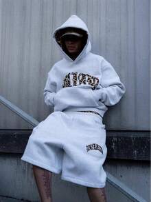 New Leopard Print Letter Embroidery Street Casual Long Pants Unisex Versatile Hooded Sweatshirt - 迷彩衛衣 - 查看 6