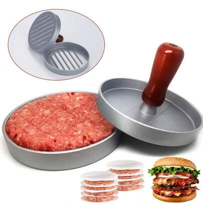 1pc Aluminum Hamburger Patty Maker Mold, Ideal For Homemade Burger, Chicken Patty, And Breakfast Sandwich. This Easy-To-Use Kitchen Tool Ensures Even Patty Shape And Is Great For Food Preparation.