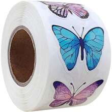 500pcs Butterfly Flower Stickers Roll - Self-Adhesive, Butterfly & Flower Shaped Stickers For Decorating Gift Boxes, Glossy Surface Non-Sticky Labels, Suitable For Gifts And Crafts, Kitchen Preservation Products, Home Storage, Home Decor - Multicolor - View 8
