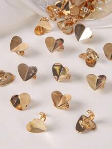 10pcs/Set Gold Heart Shaped Hair Clips, Cute Decorative Hair Accessories For Girls, Stylish Hairpins For Bangs And Hairstyles - Gold - View 3