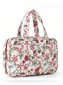 1件复古花纹挂钩手提可折叠大容量化妆包洗漱收纳袋防水化妆包便携式化妆包四层洗漱包旅行必备邮轮必备宿舍必备洗漱包旅行洗漱包洗脸袋淋浴袋女士防水收纳袋女士旅行必备邮轮必备度假必备旅行用品 - 彩色 - 查看 4