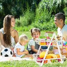 2-Tier / 3-Tier Convertible Fruit Basket Stand - Reinforced Detachable Metal Storage Rack With Wood Handle, Rustproof Ventilated Countertop Organizer For Fruits Vegetables Bread Snacks, Pantry Kitchen Gift Set For Home & Outdoor Picnic.Tiered Fruit Stand, Kitchen Counter Organizer, Pantry Storage Rack, Foldable Wire Basket, Rustproof Kitchen Rack, Ventilated Food Display, Detachable Shelf Organizer, Wood Handle Basket, Space Saving Kitchen, Gift For New Home - 白色 - 查看 8