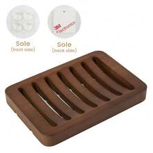 Wooden Soap Dish With Drainage Tray, Natural Bamboo Soap Holder And Soap Saver Box, Suitable For Bathroom, Kitchen Sink, Bathtub, RV - Coffee Brown - View 7