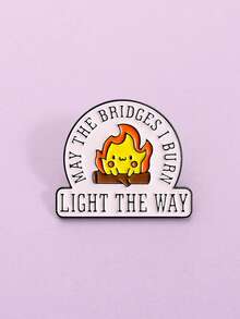 1Pc May The Bridges I Burn Light The Way Enamel Pins Campfire Brooches Lapel Badges Cute Cartoon Jewelry Gift For Friends - Multicolor - View 4