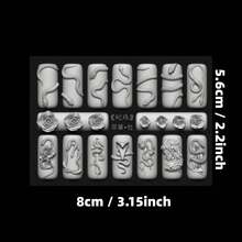 1pc Cyberpunk Skull, Cross, Snake, Rose Flower 3D Nail Art Mold, Transparent Silicone Nail Mold - Clear - View 13