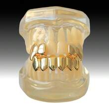 一套男女通用的吸血鬼獠牙牙套，嘻哈风格牙齿饰品，适合派对、节日和日常佩戴 - 彩色 - 查看 2