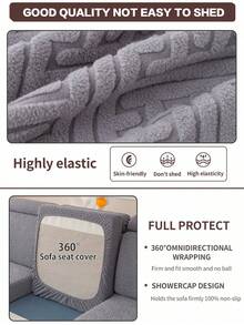 1pc Modern Minimalist Plush Sofa Cushion Cover, Non-Slip Durable Dust-Proof, Machine Washable For Living Room & Bedroom, All Season - Yun Xiang - Dark Grey - View 5