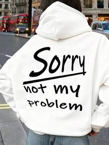 <<Lo siento, no es culpa mía». Druck eines handgeschriebenen Briefes in Schwarz. Unisex-Hoodie für Herbst/Winter mit extra dickem und warmem Futter, verstellbarem Kordelzug und Taschen an den langen Ärmeln. Kon - Weiß - Übersicht 2