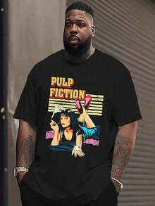 Mens Tshirts Shirts Plus Size Men Summer Casual Round Neck Short Sleeve T-Shirt With Human Figure & Letter Print Men's Pure Cotton T-Shirt Effortless Styling, Showcase Your Unique Style Men's Fashion Print Casual T-Shirt Casual Summer T-Shirt, Comfortable Outdoor Casual Wear - 黑色 - 查看 8