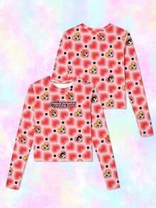 Whysmera SHEIN X Powerpuff Girls Women's Cute Multi-Color Print Top - Comfortable & Adorable Casual Style, Suitable For Everyday Wear - Multicolor - View 3