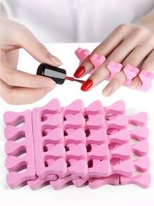 10/100/200个装粉色泡沫趾套 - 适用于美甲、修脚和美甲艺术，无异味指甲油配件，舒适的泡沫指套，返校礼物 - 粉色 - 查看 3