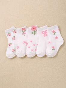 24/12/6 双装粉白相间郁金香蝴蝶结双层蕾丝婴儿袜，0-36 个月女童洛丽塔公主风袜子，镂空设计搭配玛丽珍鞋，超柔软弹力透气日常袜，适合春夏各种场合，婴儿袜，女童袜，公主袜，蕾丝袜，船袜，返校礼物，派对装扮，女童衣橱系列 - 彩色 - 查看 2