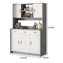 Mueble Organizador De Cocina 120*36*170cm Minimalista Moderno - Blanco - Ver 2