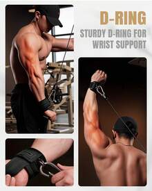 MANUEKLEAR Non-Slip Wrist Straps For Weightlifting Deadlifting, Gym Lifting Straps With D Rings For Cable Machine Workout, 10mm Neoprene Padded Weight Lifting Wrist Wraps For Men Women - màu đen - Xem 6
