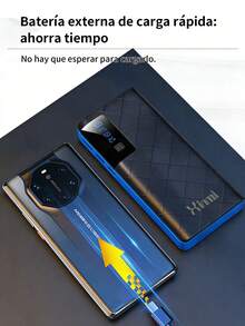 2 piezas Power Bank Batería Portátil 20000mah Carga rápida 4 cables incorporados Pantalla LED digital cargador portátil - Multicolor (2 piezas) - Ver 4