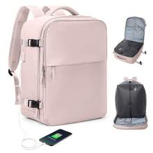 Floless 可折叠旅行笔记本电脑背包，符合航空公司规定，男女通用旅行包，可压缩旅行背包，14英寸笔记本电脑商务背包，防水大容量包 - 灰色 - 查看 14